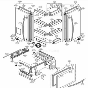 Door Parts Diagram and Parts List for 78542 ASW6SER LG Refrigerator