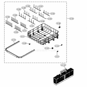 Lower Rack Assembly Diagram and Parts List for LDT6809SS ASSESNA LG Dishwasher