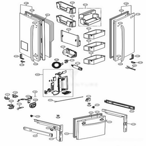 Door Parts Diagram and Parts List for LFXS24623D ASBCNA1 LG Refrigerator