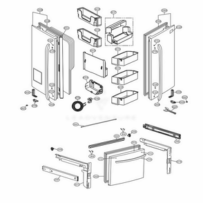 Door Parts Diagram and Parts List for LFX25978SW ASWCNA0 LG Refrigerator