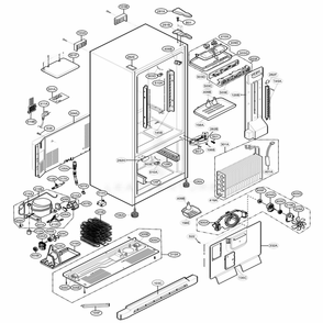 Case Parts Diagram and Parts List for 78099 AWB1SER LG Refrigerator