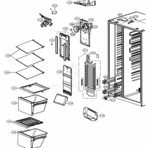 Freezer Compartment Diagram and Parts List for 51867 ASBCSE3 LG Refrigerator