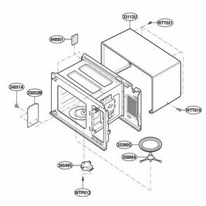 Oven Cavity Parts Diagram and Parts List for 88929 BKESEC LG Range