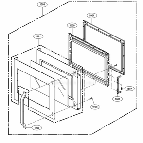 Door Parts Diagram and Parts List for LSMC3089BD CBDESTD LG Microwave