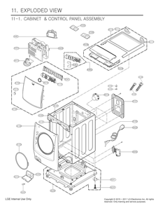 Cabinet And Control Panel Assembly Diagram and Parts List for FH3F7ADYK7 ASSEEUS LG Washer