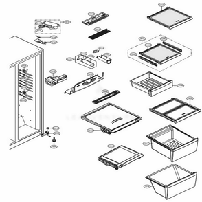 Refrigerator Compartment Diagram and Parts List for 51099 AWBCSE0 LG Refrigerator