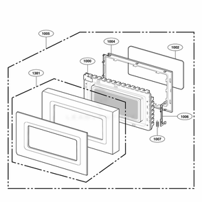 Door Parts Diagram and Parts List for HMB402 AWHEBSU LG Wall Oven