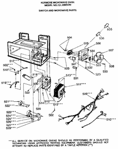 Magnetron And Air Flow Diagram and Parts List for 7218985590  Kenmore Microwave