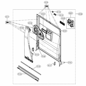Door Liner Assembly Diagram and Parts List for LDF5678ST ASTEEUS LG Dishwasher