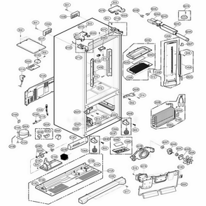 Case Parts Diagram and Parts List for 79737 ABS3SER LG Refrigerator