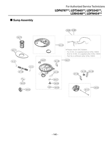 Sump Assembly Diagram and Parts List for DUA513FB ABPESNA LG Dishwasher