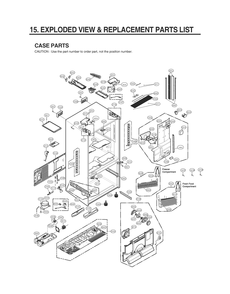 Case Parts Diagram and Parts List for GR-L338HSJM ASTCNA1 LG Refrigerator