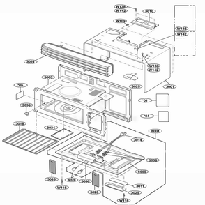 Oven Cavity Parts Diagram and Parts List for 62643 ASBESEA LG Microwave