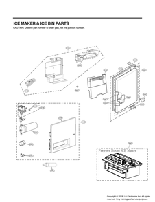 Ice Maker And Ice Bin Parts Diagram and Parts List for GR-J248MSYM ASTCNA0 LG Refrigerator