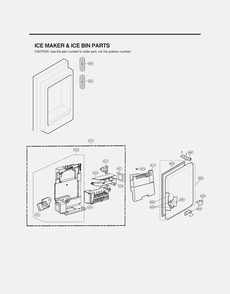 Ice Maker And Ice Bin Parts Diagram and Parts List for GR-X308LKZM ASBCNA0 LG Refrigerator