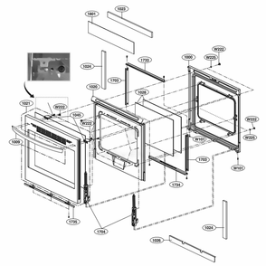 Door Parts Diagram and Parts List for LRE3194BD FB1LLGA LG Wall Oven