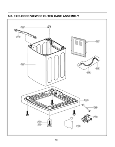 Outer Case Assembly 2 Diagram and Parts List for T1427HGPV ABWEVUS LG Washer