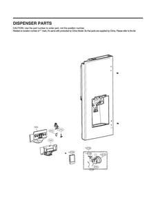 Dispenser Parts Diagram and Parts List for GR-L288NSXM ASTCNA8 LG Refrigerator