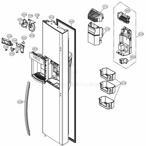 Freezer Door Diagram and Parts List for 51733 ASTCSE1 LG Refrigerator