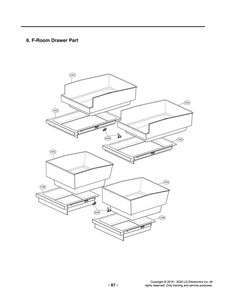 F-Room Drawer Part Diagram and Parts List for GR-X23FGNGM AGRCNA0 LG Refrigerator