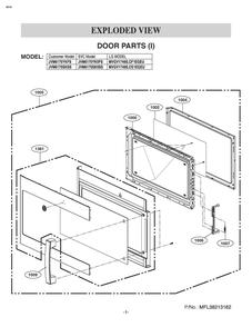 Door Parts Diagram and Parts List for JVM6175YKFS CF1EGEU LG Microwave Oven Combo