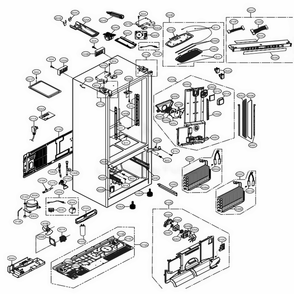 Case Parts Diagram and Parts List for 74015 ANSCSE0 LG Refrigerator