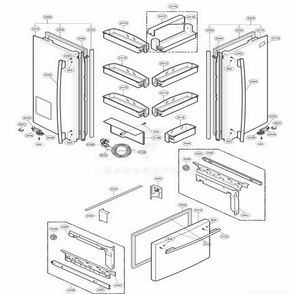 Door Parts Diagram and Parts List for 78723 AST3SEF LG Refrigerator