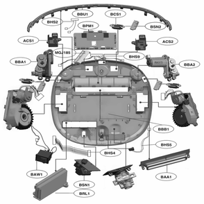 Base Assembly 1 Diagram and Parts List for VR65502LV ARDELGA LG Canister Vacuum
