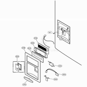 Dispenser Parts Diagram and Parts List for 77554 ABICSEF LG Refrigerator