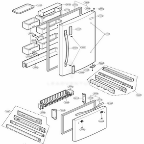 Door Parts 1 Diagram and Parts List for LRDN20725SW ASWCLGX LG Refrigerator