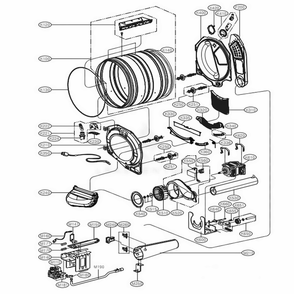 Drum And Motor Assembly Gas Type Diagram and Parts List for DLGX3571V ASSEEUS LG Dryer