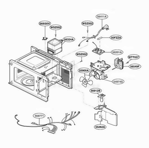 Interior Parts 2 Diagram and Parts List for MAL783W CW1EGSE LG Wall Oven
