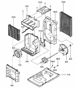Air Handling/cycle Parts Diagram and Parts List for 58075123700  Kenmore Air Conditioner