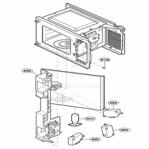 Latch Board Parts Diagram and Parts List for 62342203 CW1ESEA LG Range