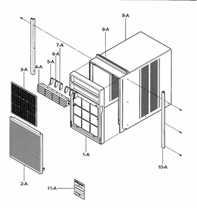 Cabinet/front Grille Assy Diagram and Parts List for 58072126200  Kenmore Air Conditioner
