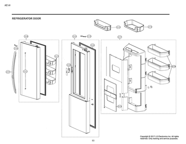 Refrigerator Door Diagram and Parts List for GM-J227ASBM ASTCNA2 LG Refrigerator