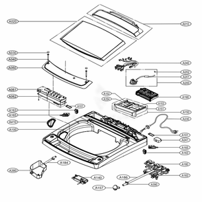 Top Cover Assembly Diagram and Parts List for WT1801HVA ASSEEUS LG Washer