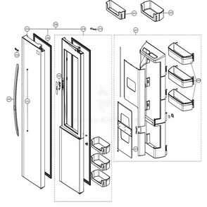 Refrigerator Door Diagram and Parts List for 51833 ASTCSE3 LG Refrigerator
