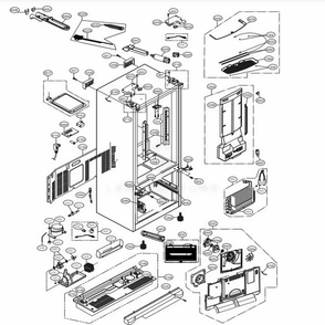 Case Parts Diagram and Parts List for LFX28968SB AWBCNA3 LG Refrigerator