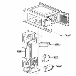 Latch Board Parts Diagram and Parts List for 65222401 CW1ESEA LG Range