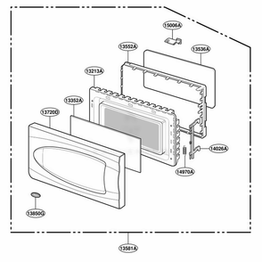 Door Parts Diagram and Parts List for YMT3135SHQ M1EWPC LG Range