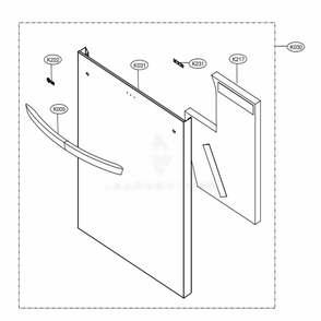Front Cover Assembly Diagram and Parts List for LDT5665ST ASTEEUS LG Dishwasher