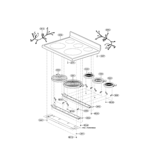 Cooktop Diagram and Parts List for LRE30451ST 02 LG Range
