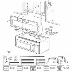 Installation Parts Diagram and Parts List for HMV9302 AWHEBSU LG Range