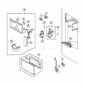 Dispenser Parts Diagram and Parts List for 71073 ASTCSE3 LG Refrigerator