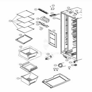 Refrigerator Compartment Diagram and Parts List for LSXC22396S ASTCNA1 LG Refrigerator