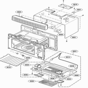Oven Cavity Parts Diagram and Parts List for 85139 ABKESEC LG Range