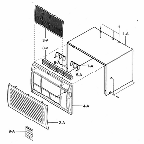 Cabinet/front Grille Assy Diagram and Parts List for 58074093400  Kenmore Air Conditioner