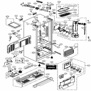 Case Parts Diagram and Parts List for 73054 ABICSE1 LG Refrigerator