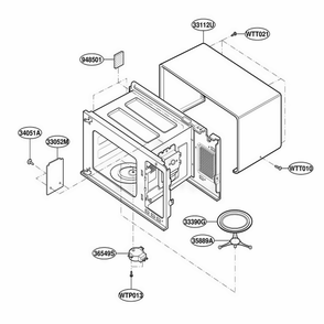 Oven Cavity Parts Diagram and Parts List for 88910 MWESEC LG Range